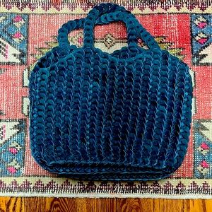 Bembien blue leather woven handbag